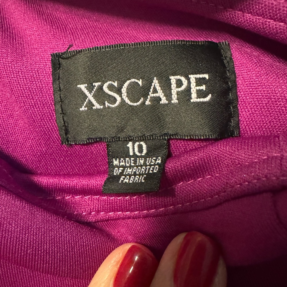 Xscape Fuchsia High-Low Ruffle Evening Gown - Picture 6 of 8